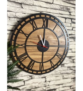 Dekoratif Ahşap Duvar Saati 50 cm