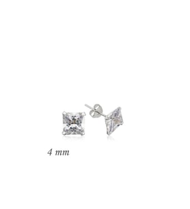 Gümüş Kare Tek Taş Zirkon Küpe - 4 mm CSR2181975