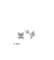 Gümüş Kare Tek Taş Zirkon Küpe - 4 mm CSR2181975