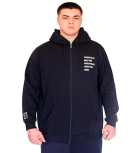 Mode XL Büyük Beden Erkek Kapüşonlu Sweatshirt Fermuarlı 3 İp BRONX U24560 Lacivert