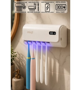 Mioji UV5F Pro 2600mAh Şarj Edilebilir UV Sterilizatörü Diş Fırçası Tutucusu Beyaz
