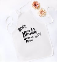 BK Gift Kişiye Özel Happy Halloween Tasarımlı Beyaz Mutfak Önlüğü-2