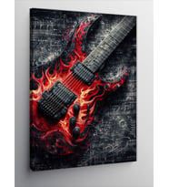 Kanvas Tablo Alevli Elektro Gitar
