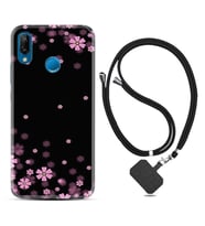 Huawei P20 Lite Mate 10 20 Lite Pro P40 Lite KılıfBoyun Askılı Silikon Black flowers 1391