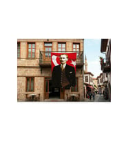 Takım Elbiseli Sivil Gazi Mustafa Kemal Atatürk Portre Ay Yıldız Poster Bayrak Premium Raşel Kumaş 300x450cm ATA40