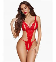 Amora Secret Özel Bölgesi Açık Göğüs Detaylı Kırmızı Fantezi Body