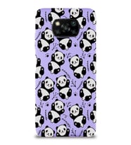 Xiaomi Poco X3 Uyumlu Lansman Kılıf Panda Tasarımlı İçi Kadife Kapak-Lila (Şeffaf)