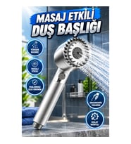 Yeni Nesil Masaj Etkili Paslanmaz Çelik Görünümlü Su Basınçlı Ergonomik Duş Başlığı