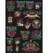 Tatto Temalı Sticker Set 10 Parça Telefon, Tablet, Defter, Laptop Sticker
