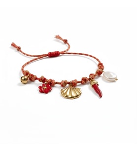 Çelik Summer Charms Kırmızı Bileklik Altın Renk