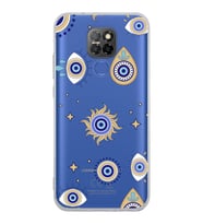 PrintiFy General Mobile GM 20 ile Uyumlu 1mm Slim Fit Nazar Boncuğu 5 Baskılı Şeffaf  Kılıf