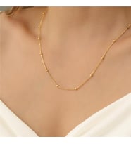 925 Ayar Gümüş Top Detaylı Zincir Kolye (Gold)