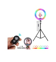 26cm RGB LED Selfie Işık Seti, Tripod ve Bluetooth Kumanda ile