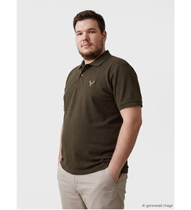 LC WAIKIKI Haki Polo Yaka Nakışlı Pike Erkek Tişört