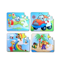 4 Set - 48 Parça Tox Uçak, Araba ve Gökkuşağı 3+ Keçe Yapboz - 3 Yaş Puzzle T004 T042