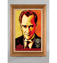 Çerçeveli Paspartulu Atatürk Tablo a771 (Gold)