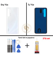 Xiaomi Mi Note 10 Lite Buz Beyazı Arka Pil Kapağı Batarya Kapağı + Yapıştırıcı ve Vida Seti