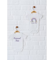 Pia Baby Premium %100 Pamuk İsme Özel Organik Baskılı İkili Set Çıtçıtlı Bebek Body Zıbın Modelleri 5075-17 (Ekru)
