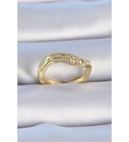 Pirinç Gold Renk Zirkon Taşlı Kadın Yüzük