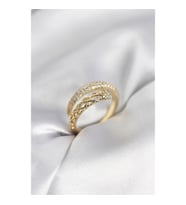 Mey İthalat® Gold Renk Zirkon Taşlı Sarmal Kadın Yüzük