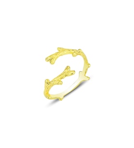 Gümüş altın yaldızlı ağaç dalı üstten ayarlamalı yüzük  SGTL12155GOLD (Rose)
