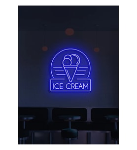 ICE CREAM Yazılı ve Şekilli Neon Tabela