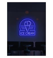 ICE CREAM Yazılı ve Şekilli Neon Tabela