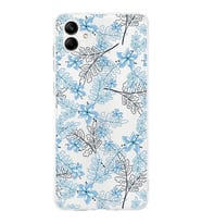 Samsung Galaxy A04  Kapak Floral Mavi Tasarımlı Şeffaf  Kılıf