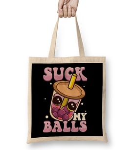 Cute & Funny Suck My Balls Boba Tea Pun Bez Çanta Uzun Saplı