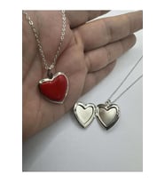 Kırmızı Kalp Kolye Fotoğraf Koyulan Resim Yerleştirilebilir, Kapaklı, 55 cm Zincirli