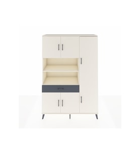 Hyperion Dolap 10 Raflı Tek Çekmeceli 6 Kapaklı 132x44x195 Aytaşı-Aytaşı/Antrasit