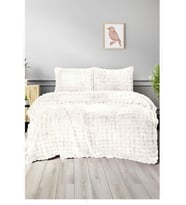 YÜNTEKS Merinos Diamond Kürk Comforter Set, Çift Kişilik Yorgan Seti (220x240)