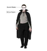 Periboia Siyah Renk Yakalı Pelerin ve Beyaz Anonim Maske (Karışık)