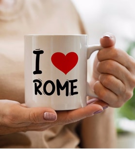 BK Gift I Love Rome Tasarımlı Beyaz Kupa Bardak
