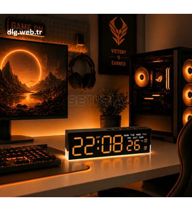 DLG Akıllı LED Dijital Çift Alarmlı Saat Ayarlanabilir Parlaklık Gece Işığı Turuncu