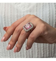 Pembe Zirkon Taşlı 925 Ayar Gümüş Kadın Yüzük