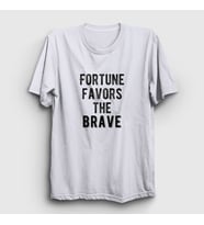 Presmono Unisex Beyaz Fortune Favors The Brave T-Shirt 423310tt (Beyaz)