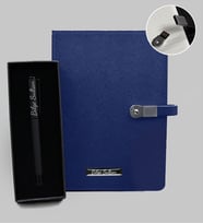 Kişiye Özel 16Gb USB Mavi Defter & Mat Siyah Kalem Hediye Seti