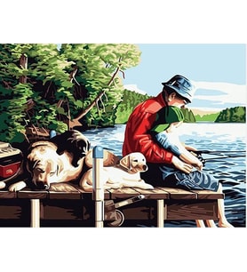 Balık Avı Sayılarla Boyama Seti 40x50 cm (Tuvale Gerili)