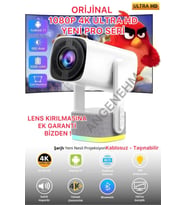 Kablosuz 1080P 4K Ultra HD Projeksiyon, Şarjlı, Android, Wi-Fi, Bluetooth, Sinema