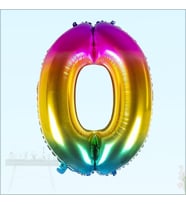 0 Yaş Rakam Folyo Balon, 100 cm - Gökkuşağı