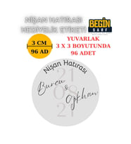 3 CM 4 CM 5 CM 6 CM NİŞAN HATIRASI ETİKETİ KENDİNDEN YAPIŞKANLI KİŞİYE ÖZEL YUVARLAK 016