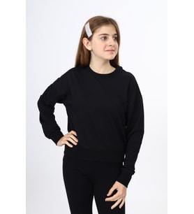 Toontoy Kız Çocuk Düşük Omuz Gazeli  Okul Sweatshirt (Acı Kahve)