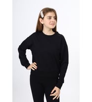 Toontoy Kız Çocuk Düşük Omuz Gazeli  Okul Sweatshirt (Acı Kahve)