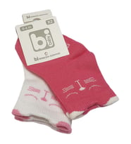 Bibaby Bebek Çorabı 2 li 0-6 Ay -Kedili - Pembe - Beyaz