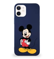 Apple iPhone 12 Soft Premier Kapak Mickey Mouse-E Tasarımlı Silikon Kılıf - Lacivert (Şeffaf)