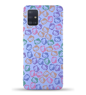 Samsung Galaxy A71 Uyumlu Lansman Kılıf Hello Kitty Tasarımlı İçi Kadife Kapak-Lila (Şeffaf)