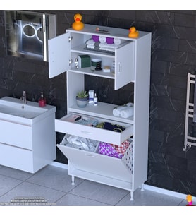 Modilayn ARDA 80x173x32,5 cm 1 Çekmece 2 Göz Sepetli ve 3 Raf Akıllı Dolap ile Dağınıklığa Son