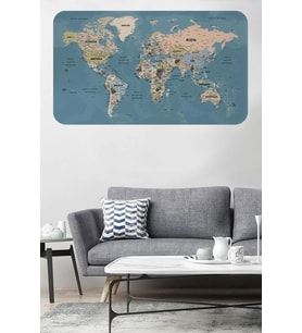 Türkçe Eğitici Ülke Ve Başkent Okyanus Detaylı Atlası  Dünya Haritası Duvar Sticker -60x105-3836