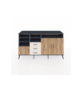 Kronos Konsol 7 Raflı 3 Çekmeceli 3 Kapaklı 176x59x99 Antrasit-Çam/Aytaşı